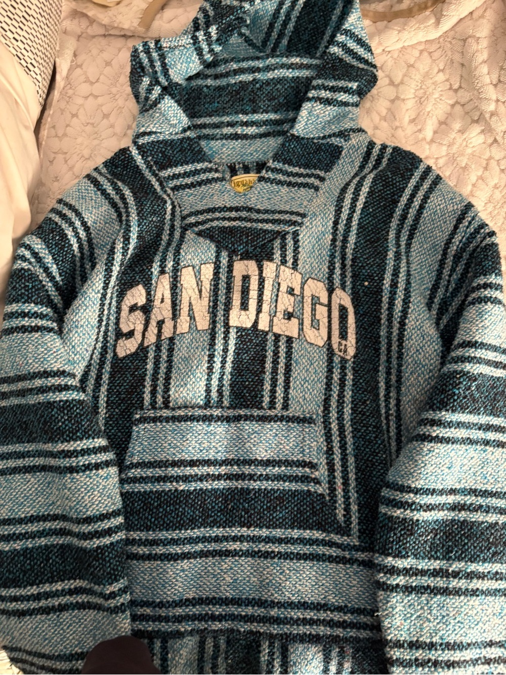 San Diego Striped Hoodie Sweater - Teal & Black